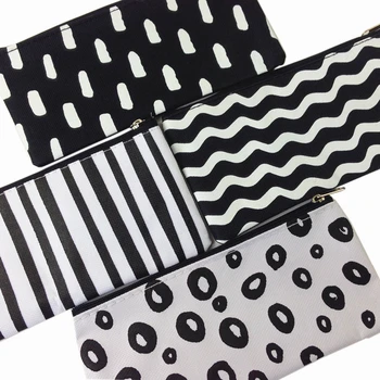 10vnt/daug NAUJŲ Mados Black & White modelis užtrauktukas medžiaga pieštuku maišelį Studentų kolekcija Saugojimo dovanų maišelis geros kokybės Didmeninės