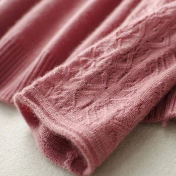 Rudenį, Žiemą Naujas Moterų Megztinis ažūrinės figūrinių Raižyti Kašmyro Megztinis Vientisų spalvų Minkšta mados Apsidraudimo Vilna, mezgimo aukštos apykaklės