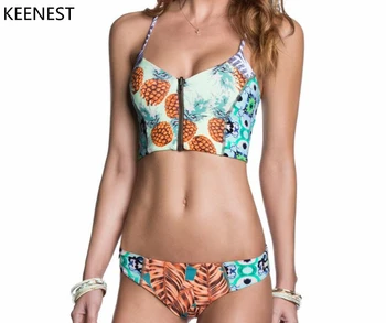KEENEST Lapų Bikini Nustatyti Moterų Aukšto Juosmens maudymosi Kostiumėliai, Push Up Spausdinti Moterų maudymosi kostiumėlį Dviejų dalių Paplūdimio Sporto Brazilijos Tankini