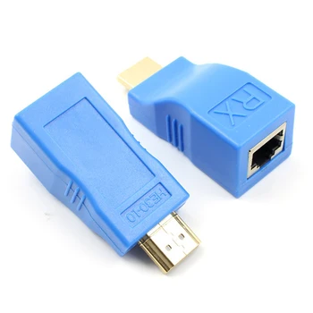 Centechia Blue 1 Pora 30m HDMI Extender Siųstuvas TX/RX HDMI V1.4 HD 1080P Per CAT6 RJ45 Ethernet Kabelis TELEVIZIJA Projektorius