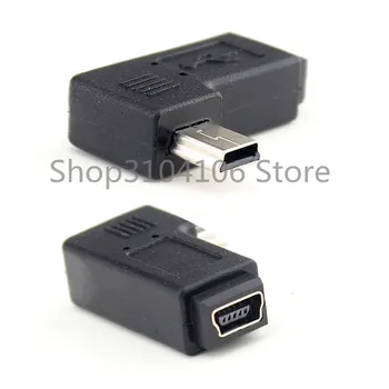 Mini USB 2.0 5pin Vyrų ir Moterų M F Extension Adapter 90 Laipsnių Kampu į Kairę