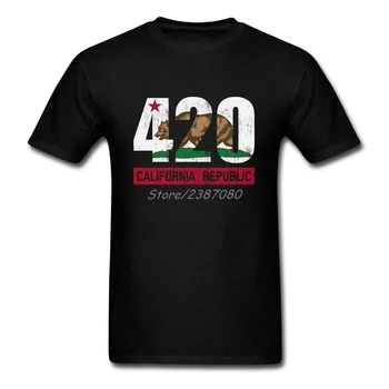 420 Kalifornijos Respublikos Vėliavos, Marškinėliai Užsakymą trumpomis Rankovėmis vyriški marškinėliai Pp Karšto Pardavimo 3XL Medvilnės Marškinėliai Vyrams
