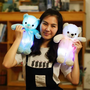 1pc 32cm Klasikinis Šviesos Lokys Pliušiniai Žaislai Žėrintis LED Šviesos Gyvūnų Žaislai Įdaryti Spalvingos Lėlės Kawaii Vaikams, Vaikų Mergaičių Dovana