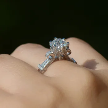 Sinzry Hotsale bižuterijos AAA supjaustyti Kubinis cirkonis aišku, balta 90cent vestuviniai žiedai, moterų, Prabangos papuošalai aksesuaras