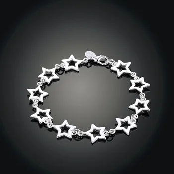 2016 m. moterų mados juvelyriniai sidabro žvaigždės žavesio apyrankę 8 colių Saldus ir elegantiškas stilius gražus gimtadienio dovana karšto prekės H183