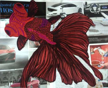 Didelis Siuvinėjimo Raudona Žuvelė Pleistras Aplikacijos Žuvis 