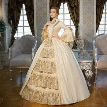 Realių šampano bowknot venecijos karnavalas kamuolys suknelė Viduramžių ir Renesanso Suknelė karalienės Viktorijos suknelė/Marie Antoinette/ Belle kamuolys