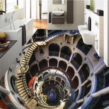Beibehang Spiraliniai laiptai 3D Užsakymą Tapetai Freskomis 3D PVC Grindų, Sienų Tapyba Vandeniui Tualetai Papel De Parede sienos popieriaus