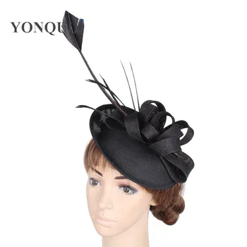 2017 Naujo stiliaus vestuvių kopijuoti sinamay fascinator skrybėlę su plunksna apdailos fascinator bazės moterų šalis 