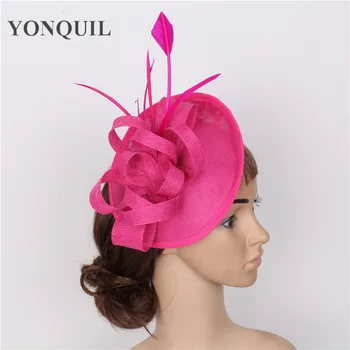 2017 Naujo stiliaus vestuvių kopijuoti sinamay fascinator skrybėlę su plunksna apdailos fascinator bazės moterų šalis 