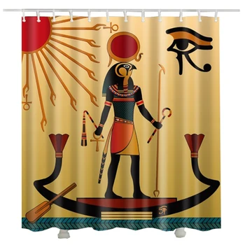 Akių Horo Dušo Užuolaidos Vandeniui Audinio Atspausdintas Egipto Kryžiaus Saulės dievo Vonios Uždanga