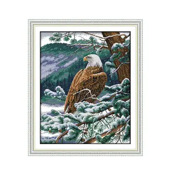Žiemos sniegas, ant gražaus sniego kryželiu rinkinys,, Eagle serija vertus-siuvinėjimo adata, sienos dekoratyvinis siuvinėjimas dovanos