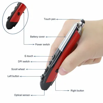 CHYI Daugiafunkcinis Elektroninių Rašiklis, Pelės, Bevielės Lazerinės Touch Pen Pelių Reguliuojamas 800/1200/1600DPI PPT Žymiklį Mause Nešiojamas