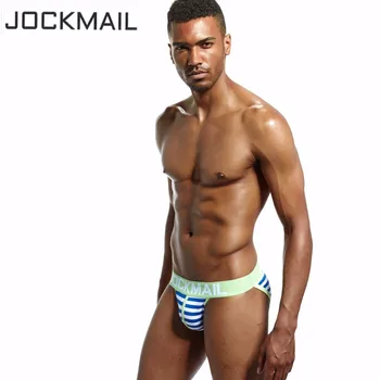 JOCKMAIL prekės ženklo vyrai bikini underwear dryžuotas medvilnės seksualios trumpikės vyrams U Išgaubti calzoncillos hombre lapeliai cueca gėjų vyrų Kelnės