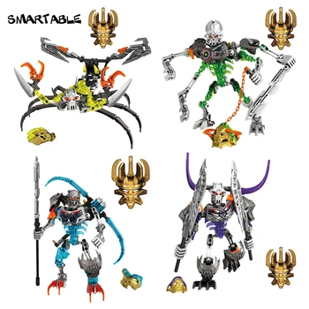 Smartable BIONICLE 4pcs/set Kaukolė Kariai Slicer Žmogžudys Skorpionas duomenys Kūrimo Bloką, žaislai 710 Suderinama Legoing bionicle