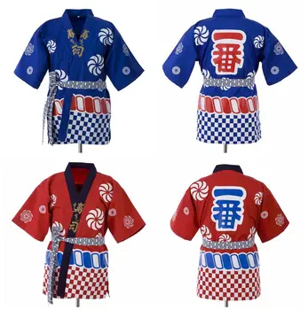 Unisex Japonų stiliaus maisto paslaugos, drabužių suši virėjo švarkas Naujas virėjo darbo uniforma sukurta virėjas kostiumas Japonų kimono 101302