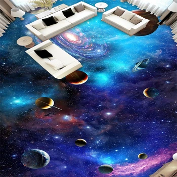 Beibehang Kosminį galaktikos žvaigždžių Pasirinktinius Nuotraukų Grindys, Tapetai, 3D Vonios kambario Grindų Sieniniai PVC lipnios Grindys, Tapetai, 3d grindys