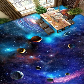 Beibehang Kosminį galaktikos žvaigždžių Pasirinktinius Nuotraukų Grindys, Tapetai, 3D Vonios kambario Grindų Sieniniai PVC lipnios Grindys, Tapetai, 3d grindys
