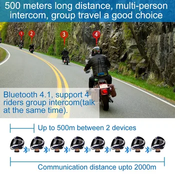 Fodsports 2vnt M1-S Motociklo Šalmas laisvų Rankų įranga Domofonas 4 Vairuotojai Bluetooth Vandeniui Grupė Rankų Mortorbike Balso Priminimas
