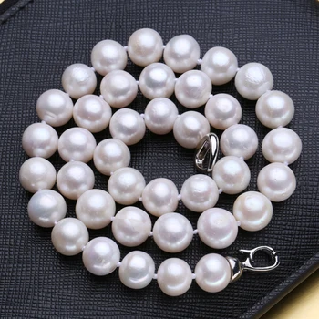 FENASY Perlų Papuošalai,natūralių perlų vėrinį 9-11mm, Beveik apvalių perlų vėrinį moterų KLASIKINIS Karoliai karoliai choker