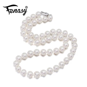 FENASY Perlų Papuošalai,natūralių perlų vėrinį 9-11mm, Beveik apvalių perlų vėrinį moterų KLASIKINIS Karoliai karoliai choker