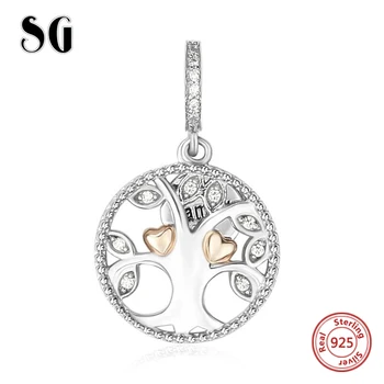 SG 925 sidabro pakabukai atšilimo šeimos gyvybės medžio granulių tilptų autentiškas pandora apyrankės juvelyrikos priėmimo 