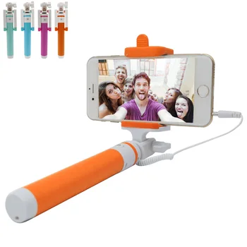 Naujas Mini nešiojamas selfie stick 185mm-820mm laidinio sulankstomas monopodzie, iphone, 