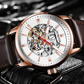 OCHSTIN Prabangos Prekės ženklo Mados Sporto Mechaniniai Laikrodžiai Odinis Dirželis Vyrų Automatinis laikrodžiai Horloges Mannen reloj hombre