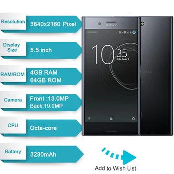 Sony Xperia XZ Premium G8141 4G LTE Mobiliojo Telefono 4G RAM 64G ROM Viena Sim 19MP Octa Core NFC 3230mAh 