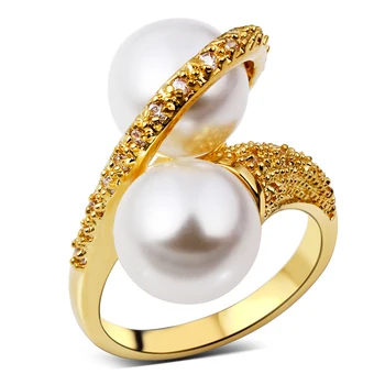 Naujas stilius Paprastas stilius Žiedai moterims Kubinis cirkonis & imitacija, perlų vario Žiedas bižuterijos Nemokamas pristatymas