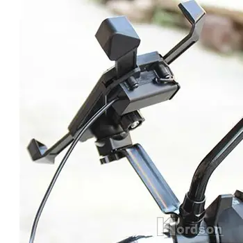 Universalus Motociklas Įkroviklis Mobilųjį Telefoną Prijungti Laikiklio Apkaba, su USB Įkroviklis Elektrinių Dviračių, Motorolerių, ATV GPS Laikiklis