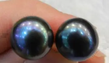 KARŠTO PARDUOTI - graži pora natūralių AAA 11mm tahitian juoda perlų auskarai -Aukščiausios kokybės, nemokamas pristatymas