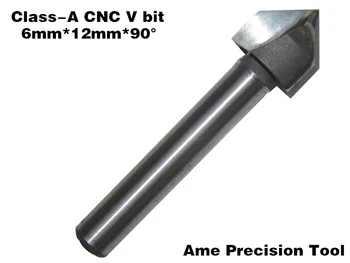 6mm*12mm*90degree ping CNC karbido pabaiga malūnas,3D medienos apdirbimo įterpti kelvedžio bitai ,Volframo pabaigos frezavimo cutter,cutting tool