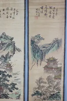 Kinija kaligrafijos, Tapybos Slenka Kinų Tapybos DERLIAUS TRADICINĖS KINŲ TAPYBOS ILGAI SURASKITE KETURIŲ EKRANO