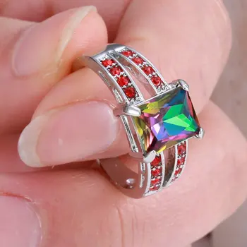 TianBo Aikštėje Dizaino Mados Violetinė/Rainbow CZ Žiedas Dydis 8 Juoda/Aukso Spalvos Papuošalai Derliaus Sužadėtuvių Vestuvinį Žiedą, Moterims