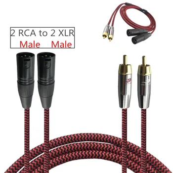 1m 2m 3m - 2 RCA 2 XLR Male Audio Kabelis Maišytuvas Konsolę, Stiprintuvas, Mikrofonas, Namų Kino sistemos, Prietaisai Dual RCA ir XLR Lizdas Laido