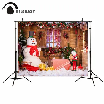 Allenjoy Kalėdų fono sniego Medinių langų antklodė interjero vaisių fotografijos backdrops photocall nuotrauka fone