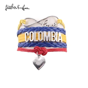 Mažai MingLou Begalybę meilės Kolumbija Apyrankę širdies žavesio odos wrap vyrų apyrankės & bangles moterų papuošalai Turizmo dovana