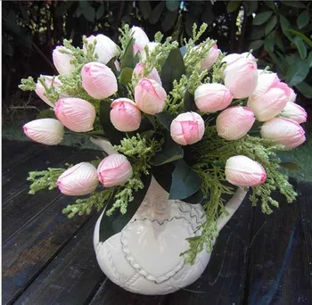 1 Puokštė 12 Vadovai Dirbtinės Tulpės Šilko Gėlės Lapų Sode Vestuvių Dekoras