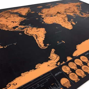 1pcs Deluxe Žemėlapis Asmeninį Pasaulio Žemėlapyje Mini Nulio Išjungti Folijos Sluoksnio Dangos Plakatas lašas laivybos nulio išjungti pasaulio žemėlapyje 42x30cm