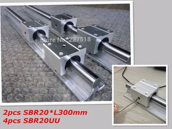 20mm linijinis geležinkelių SBR20 300mm 2vnt ir 4pcs SBR20UU linijinis guolių blokai cnc dalys 20mm linijinis vadovas