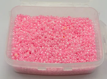 5000 Ceilono Pearl Ryškiai Rožinės spalvos, Stiklas, Sėklos Karoliukai, 2mm (10/0) + Laikymo Dėžutė