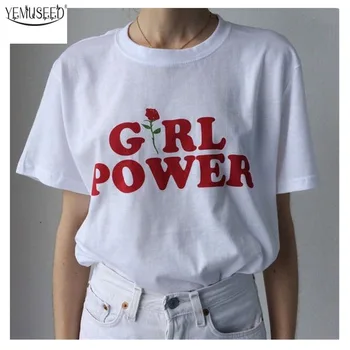YEMUSEED Mergina Galia Marškinėlius Feminizmas Marškinėliai, Unisex Medvilnės marškinėliai Femme Moters Drabužių WMT323