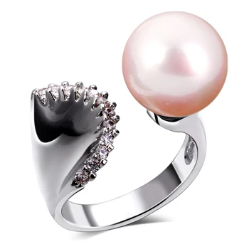 Žiedai moterims rodis padengtą Kubinis cirkonis & imitacija, perlų saldus Žiedai naujų dizaineris bižuterijos Nemokamas pristatymas