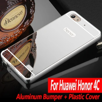 Prabanga Huawei Honor 4C Atveju c8818D Padengti Veidrodėliai Aliuminio Bamperis Metalo, Akrilo Galinio Dangtelio Huawei G Play Mini Telefonas Atvejų