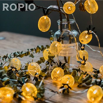 ROPIO 1,5 m 3m LED Geležies Ananasų Pasakų Styginių Šviesos 10/20 Led Žibintai Formos String Žibintai, Vestuvių LED Decoracion