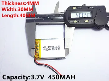 Nemokamas pristatymas 3,7 V ličio polimerų baterija 043040 403040 450mAh MP3, MP4, GPS ir 