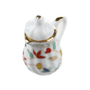 Naujas 15 Gabalas Miniatiūriniai Lėlių indai, porcelianas, arbatos rinkinys, indai, Taurės plokštė Spalvinga gėlių spausdinti