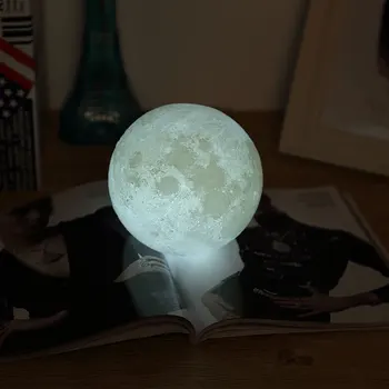 2 Spalvų 3D Spausdinimo Mėnulio Lempos Įkraunamą Jutiklinį Jungiklį USB Įkrovimo Naktį Šviesos Luminaria Mėnulio Darželio Lempa Kūdikiui, Dovana, Namų Dekoro