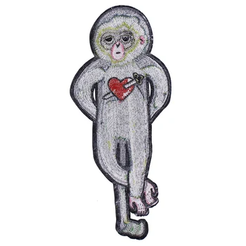 10piece Žalia Beždžionė su Širdies Rodyklių Audinio Lopai Geležies Siuvinėjimas, Aplikacijos Emblemos Amatų Siuvimo, Drabužių Maišeliai Dekoruoti